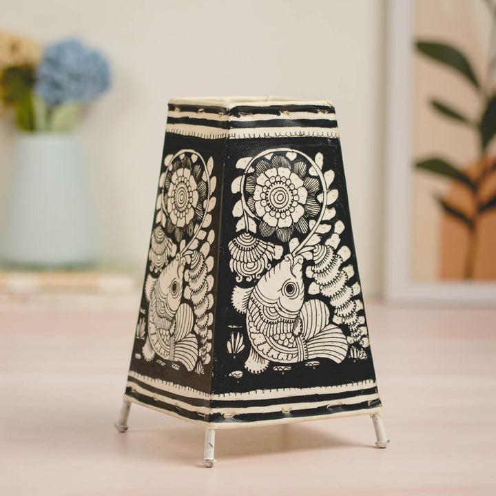 9 inch | Fish Hand Painted Tholu Bommalata Tabletop Lamp
