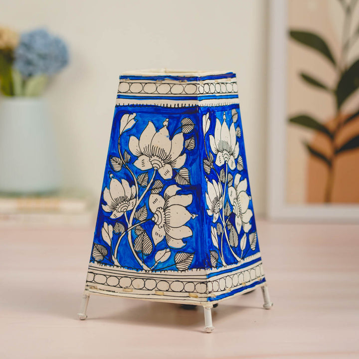 9 inch | Lotus Hand Painted Tholu Bommalata Tabletop Lamp