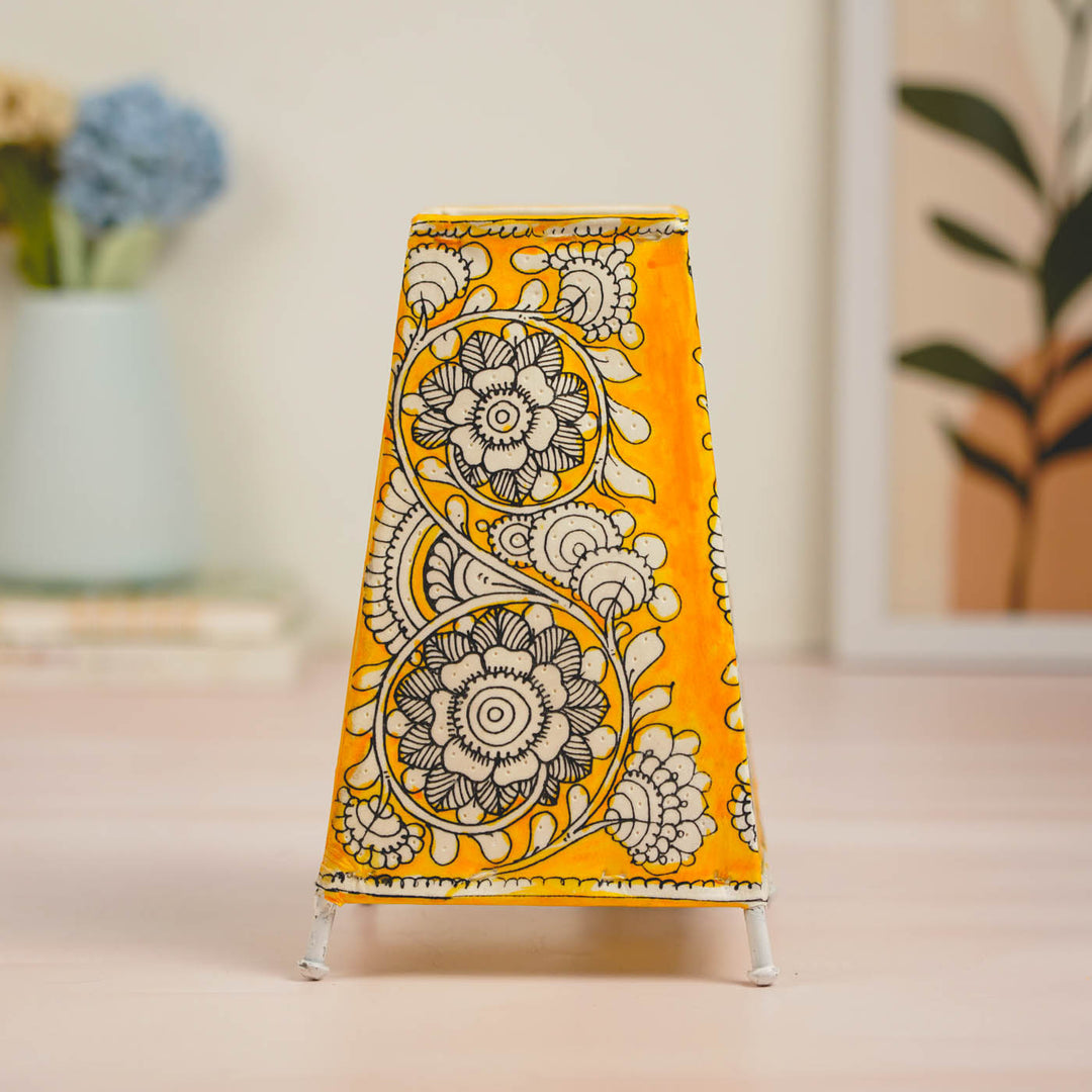 9 inch | Floral Hand Painted Tholu Bommalata Tabletop Lamp