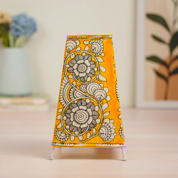 9 inch | Floral Hand Painted Tholu Bommalata Tabletop Lamp