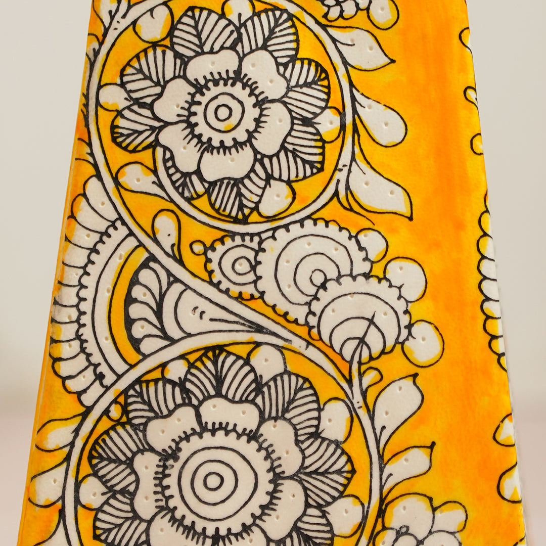 9 inch | Floral Hand Painted Tholu Bommalata Tabletop Lamp