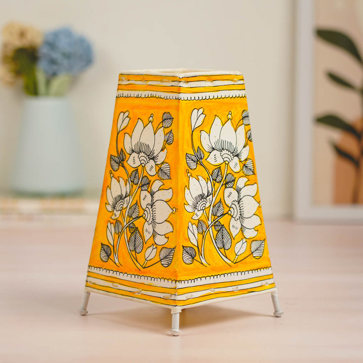 9 inch | Lotus Hand Painted Tholu Bommalata Tabletop Lamp