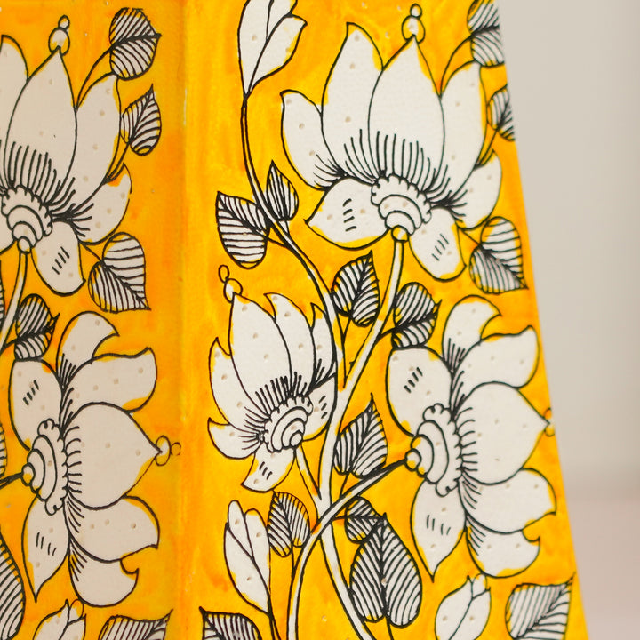 9 inch | Lotus Hand Painted Tholu Bommalata Tabletop Lamp