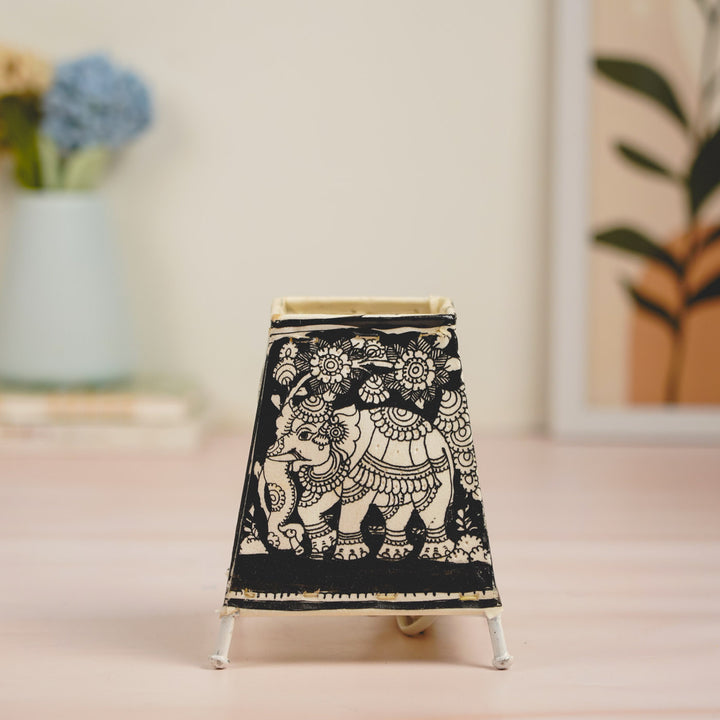 6 inch | Elephant Hand Painted Tholu Bommalata Tabletop Lamp