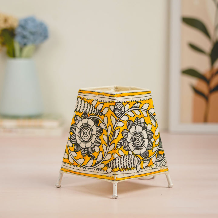 6 inch | Floral Hand Painted Tholu Bommalata Tabletop Lamp