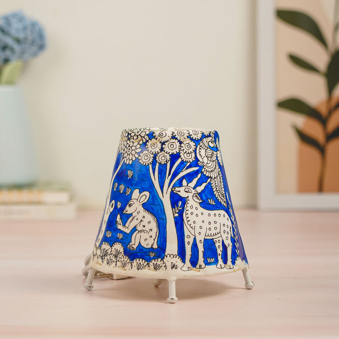 6 inch | Animal Kingdom Hand Painted Tholu Bommalata Tabletop Lamp