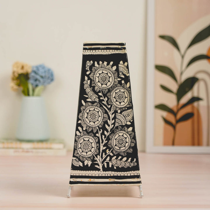 13 inch | Floral Hand Painted Tholu Bommalata Tabletop Lamp