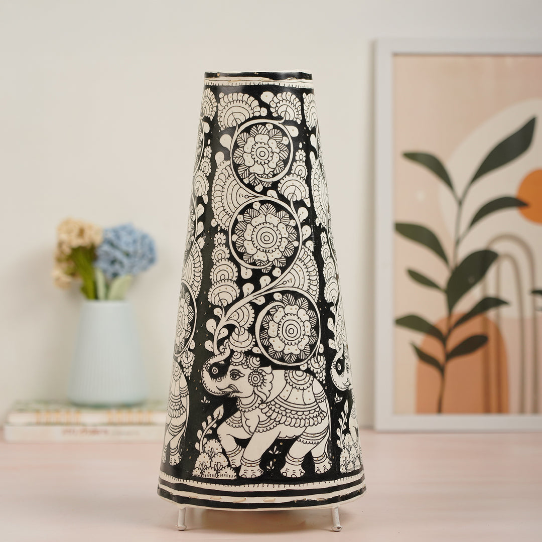 17 inch | Elephant Hand Painted Tholu Bommalata Tabletop Lamp