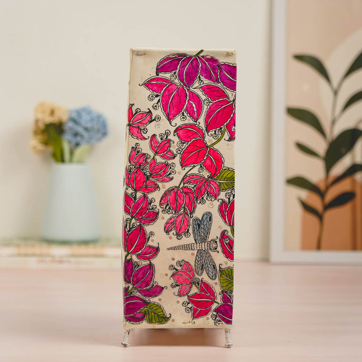 14 inch | Bougainvillea Hand Painted Tholu Bommalata Tabletop Lamp