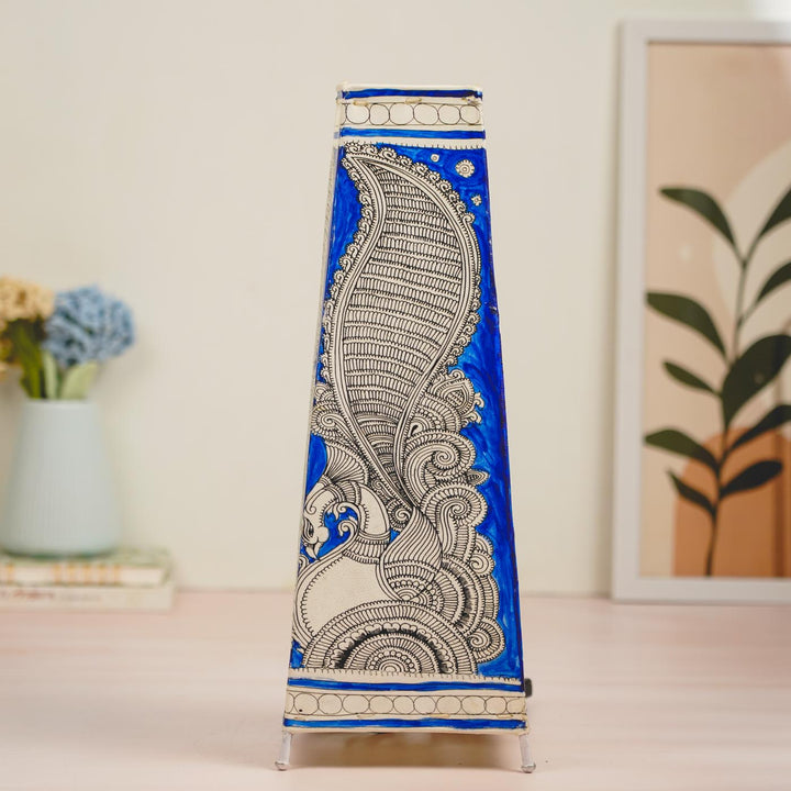 17 inch | Peacock Hand Painted Tholu Bommalata Tabletop Lamp