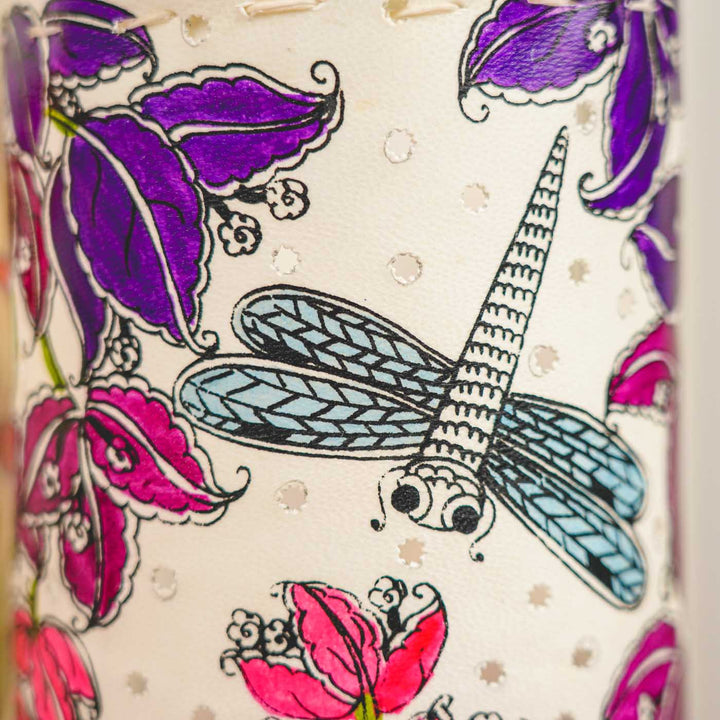 14 inch | Bougainvillea Hand Painted Tholu Bommalata Tabletop Lamp