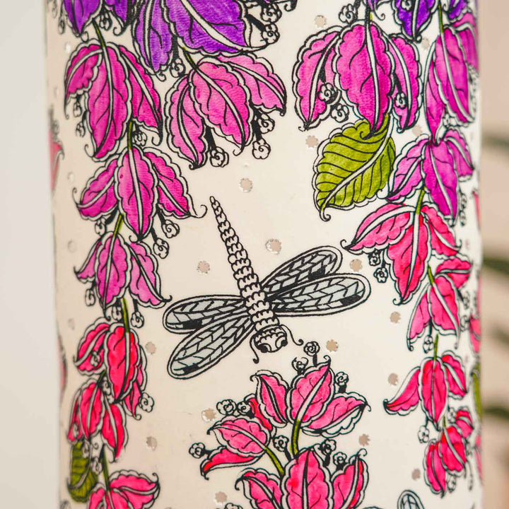 19 inch | Bougainvillea Hand Painted Tholu Bommalata Floor Lamp