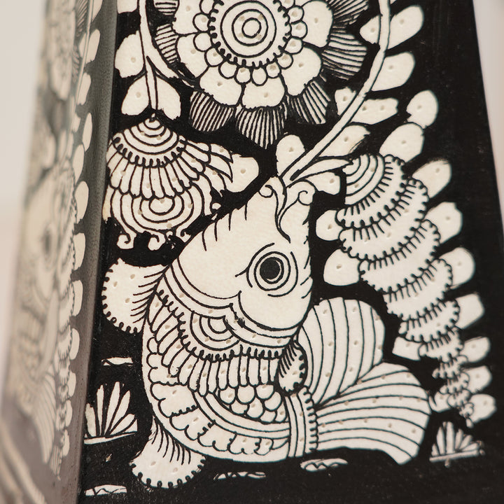 9 inch | Fish Hand Painted Tholu Bommalata Tabletop Lamp