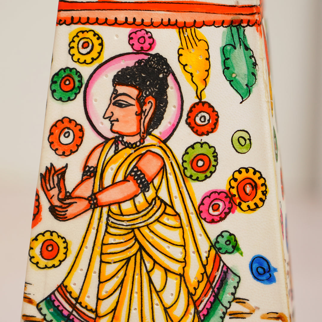 9 inch | Buddha Hand Painted Tholu Bommalata Tabletop Lamp