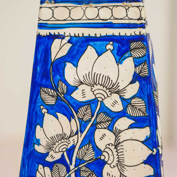 9 inch | Lotus Hand Painted Tholu Bommalata Tabletop Lamp