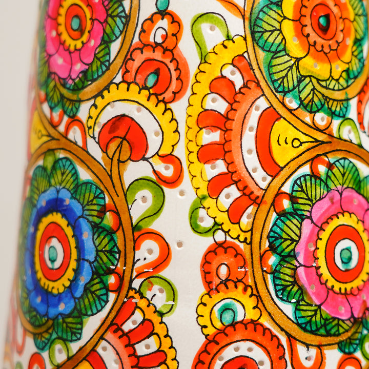 17 inch | Multicolor Elephant Hand Painted Tholu Bommalata Tabletop Lamp