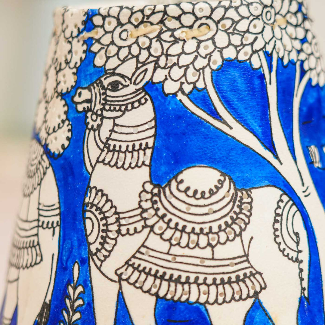 6 inch | Animal Kingdom Hand Painted Tholu Bommalata Tabletop Lamp