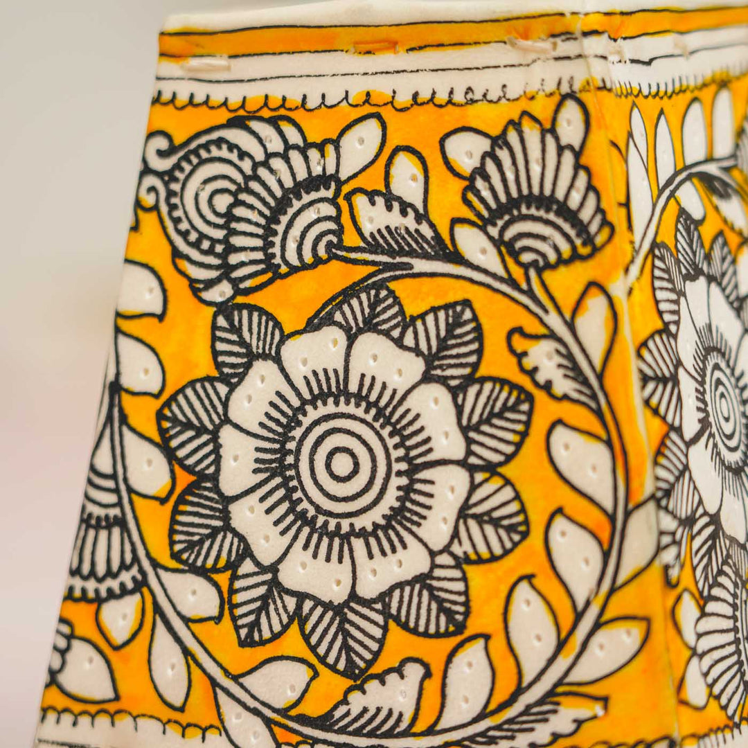 6 inch | Floral Hand Painted Tholu Bommalata Tabletop Lamp