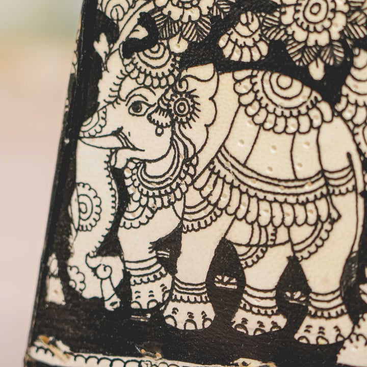 6 inch | Elephant Hand Painted Tholu Bommalata Tabletop Lamp