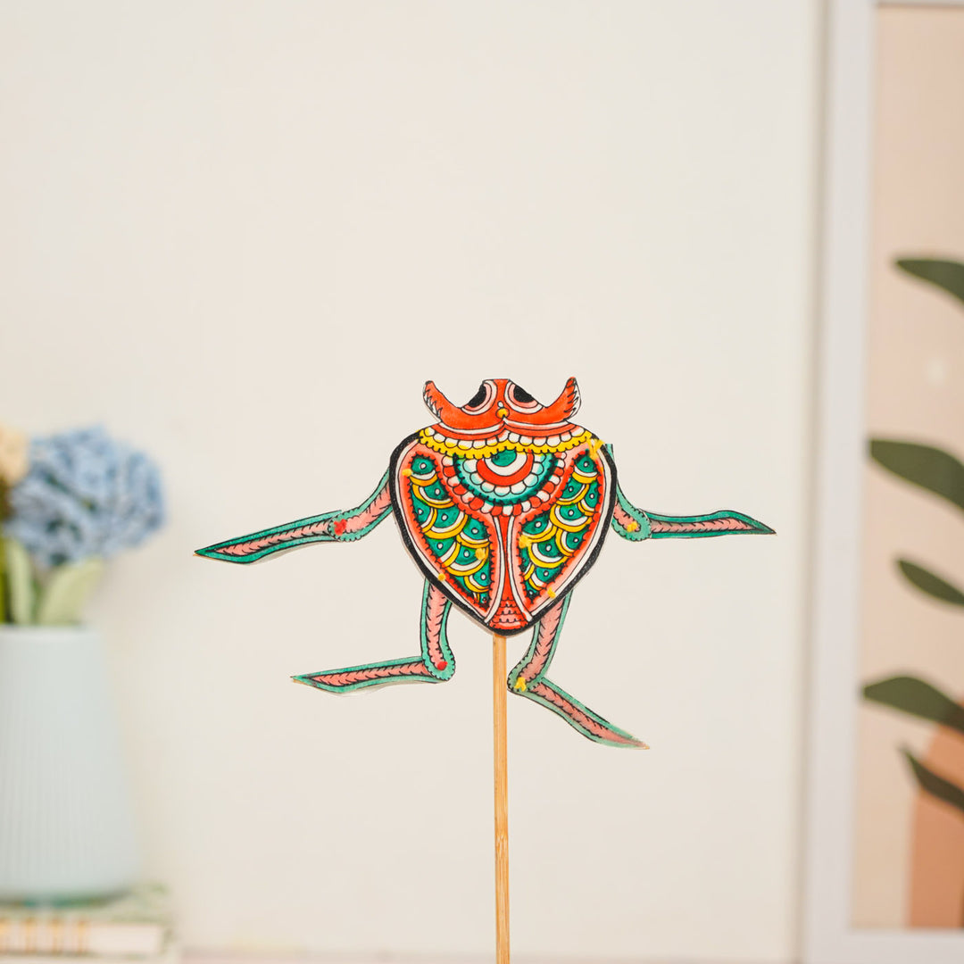 Hand-Painted Beetle Tholu Bommalata Flip Toy