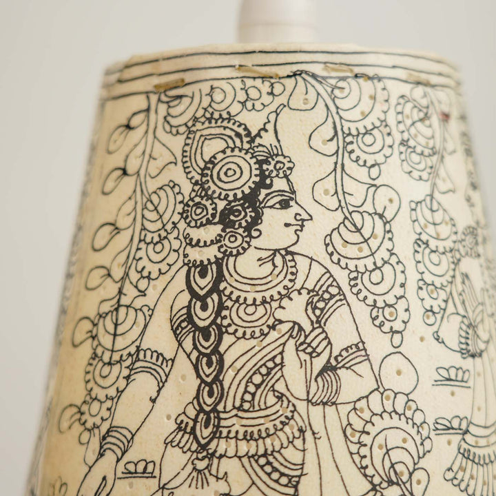 8 inch | Radha Krishna Hand Painted Tholu Bommalata Hanging Lamp