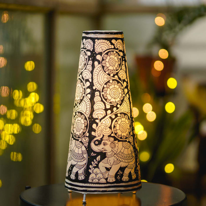 17 inch | Elephant Hand Painted Tholu Bommalata Tabletop Lamp