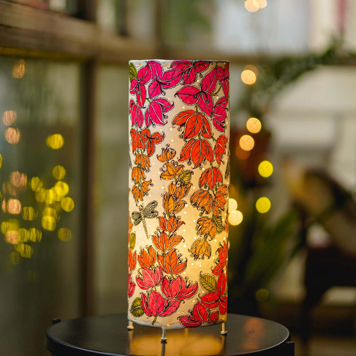 19 inch | Bougainvillea Hand Painted Tholu Bommalata Floor Lamp