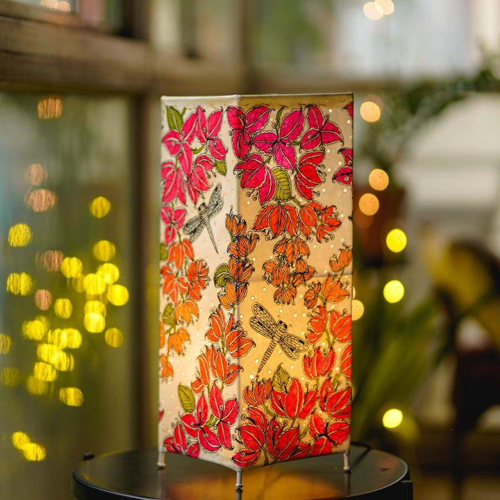 19 inch | Bougainvillea Hand Painted Tholu Bommalata Floor Lamp