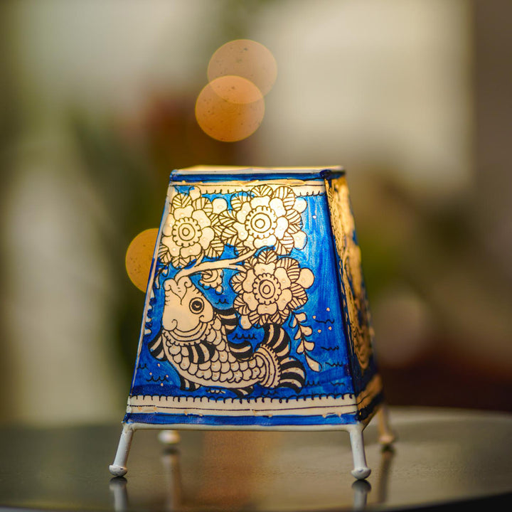 6 inch | Fish Hand Painted Tholu Bommalata Tabletop Lamp