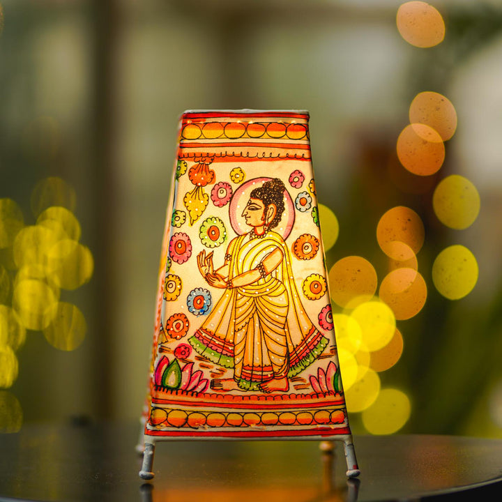 9 inch | Buddha Hand Painted Tholu Bommalata Tabletop Lamp