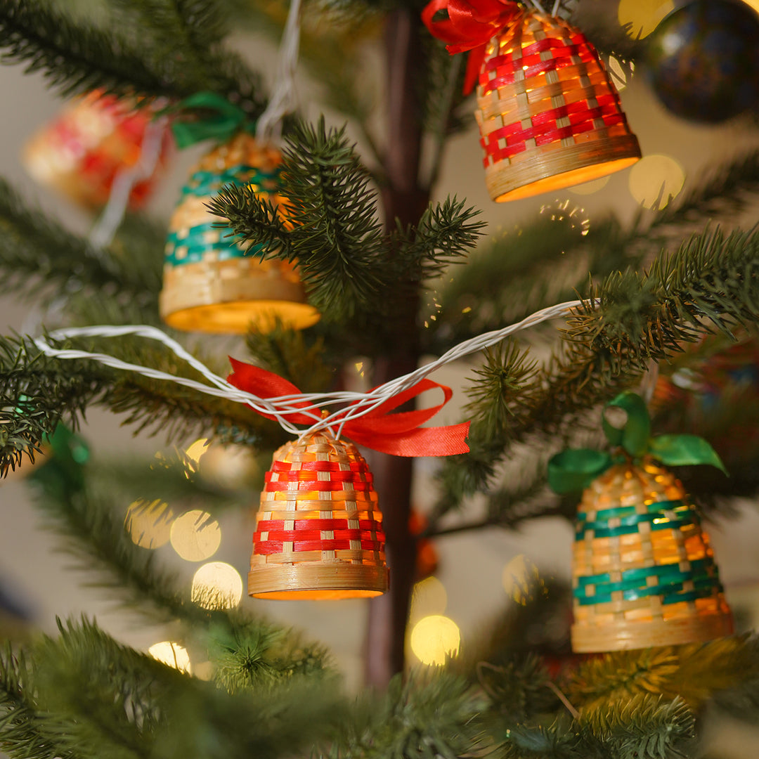 5m, 19 Bulbs | Eco-Friendly Handmade Christmas Bells Bamboo LED Fairy Light