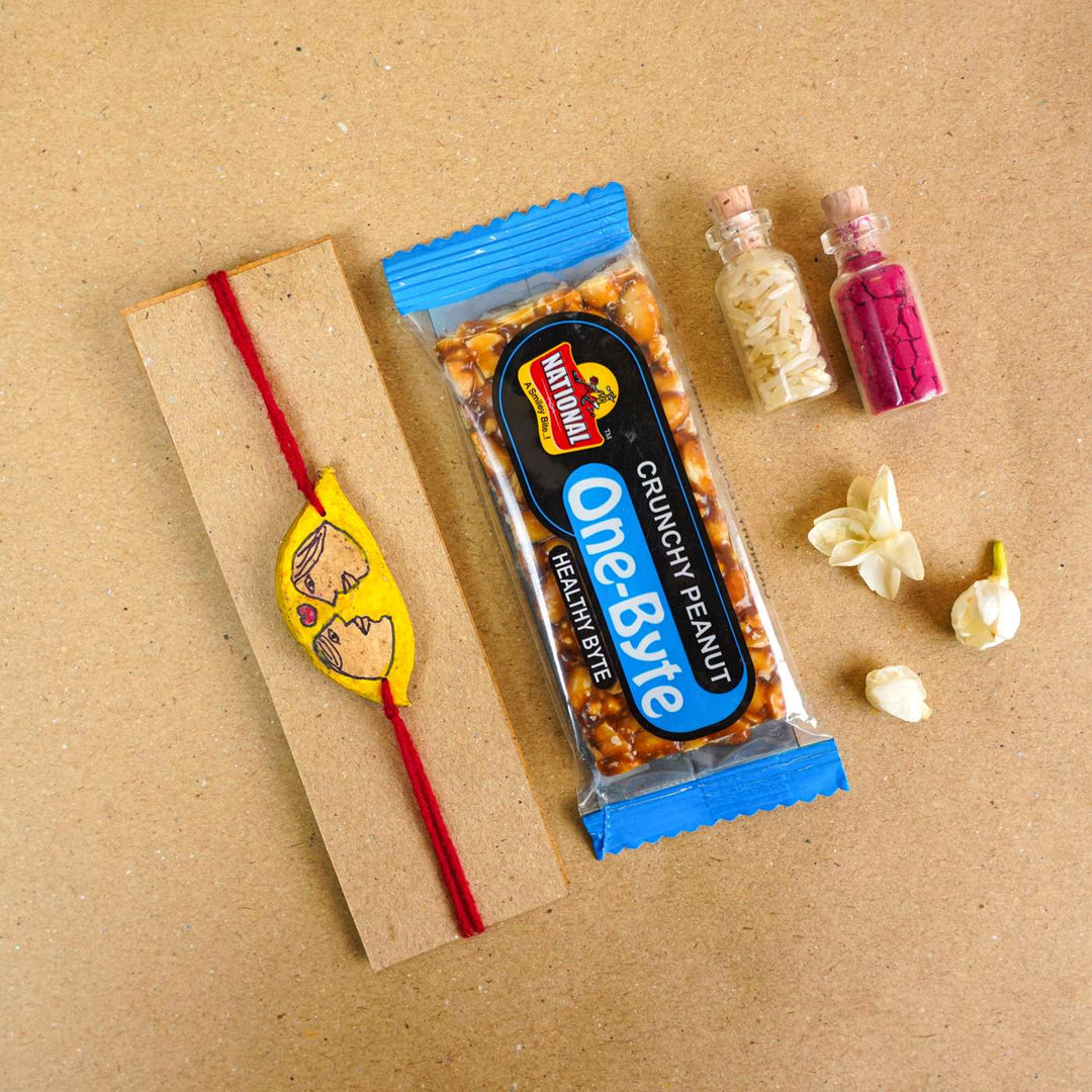 Handmade Plantable Seed Rakhi With Roli Chawal - Bracelet with Packaging and Sweets