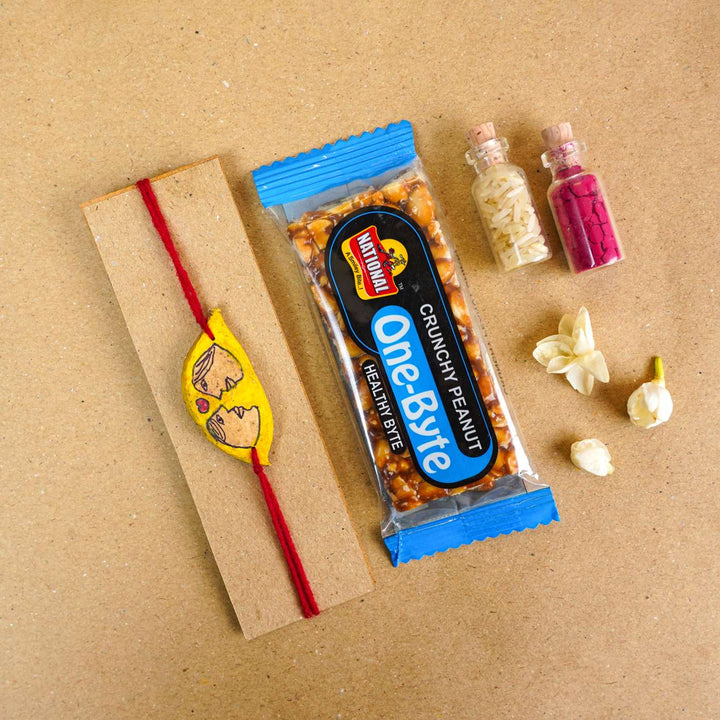 Handmade Plantable Seed Rakhi With Roli Chawal - Bracelet with Packaging and Sweets