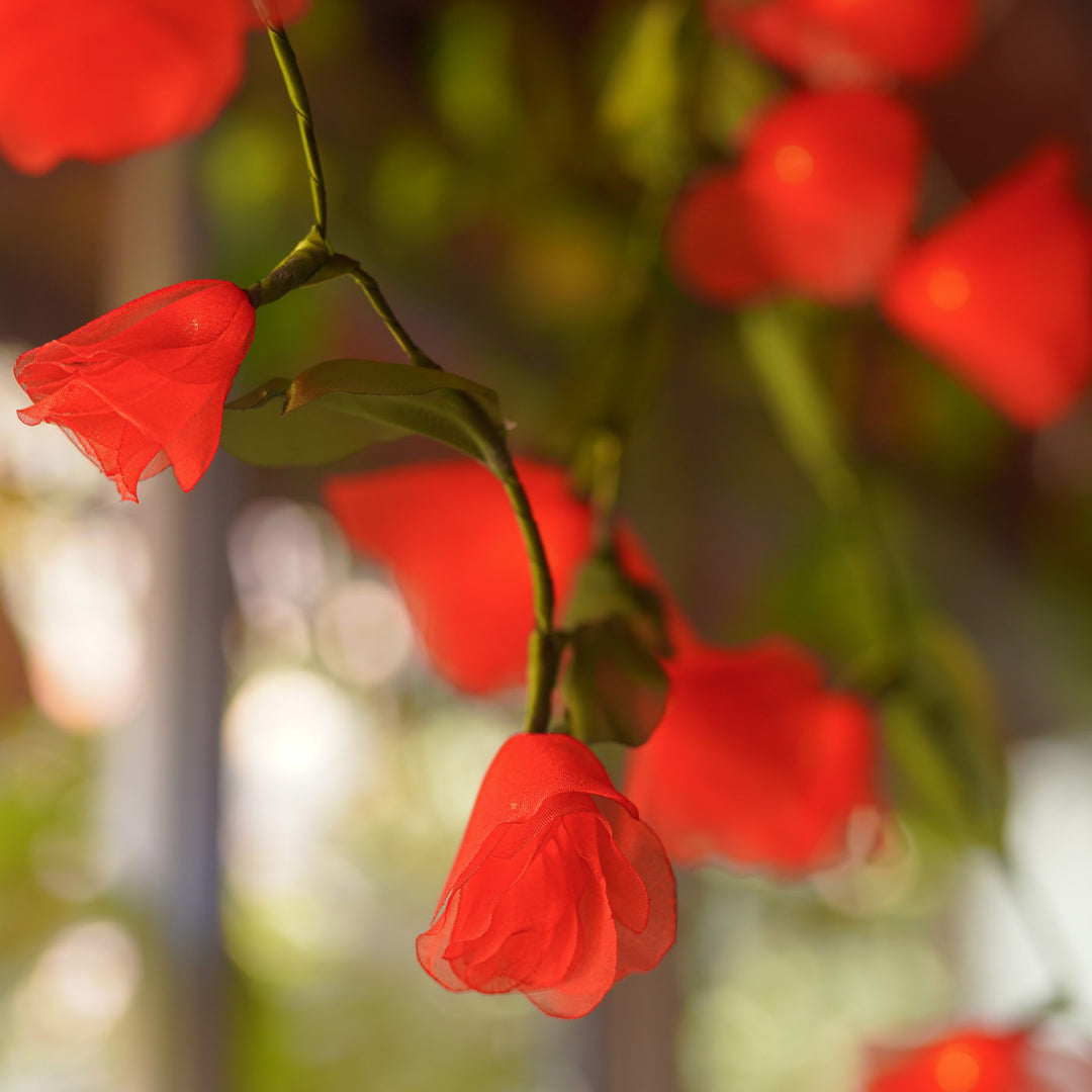 3m, 28 Bulbs | Handcrafted Red Tulip Tissue Flower LED Fairy Lights