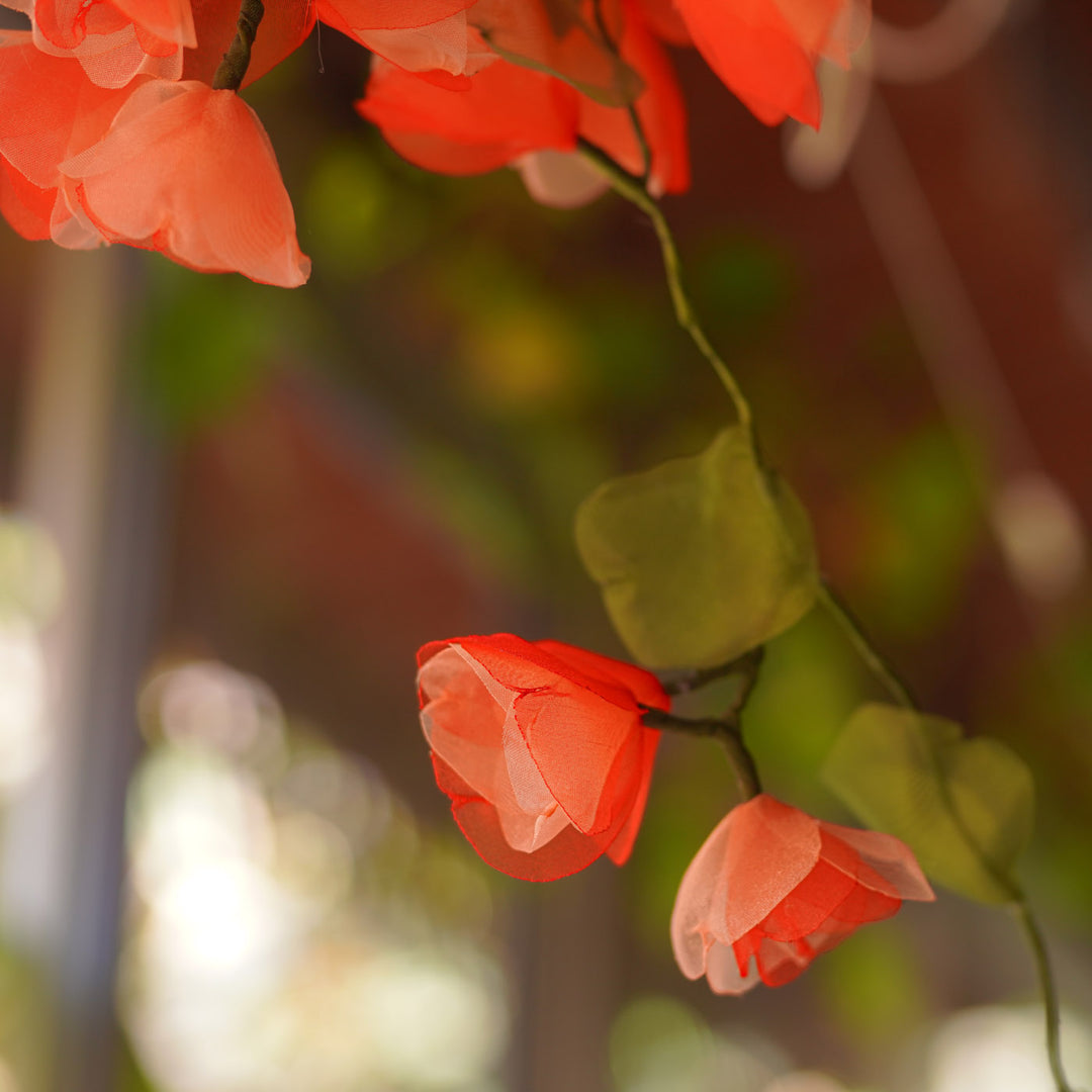 3m, 38 Bulbs | Handcrafted Red & Peach Tissue Flower LED Fairy Lights