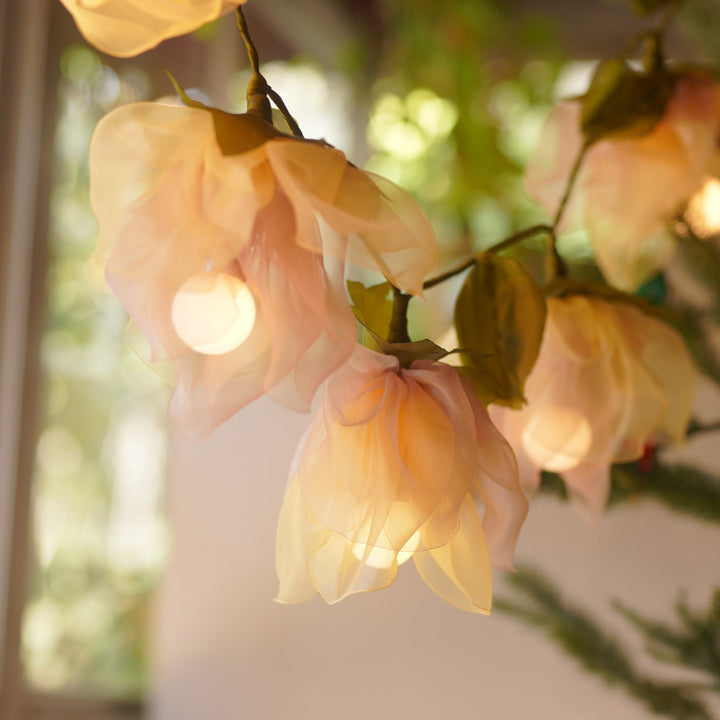 3m, 10 Bulbs | Handcrafted Rose Gold Tissue Flower String Lights With Bulbs