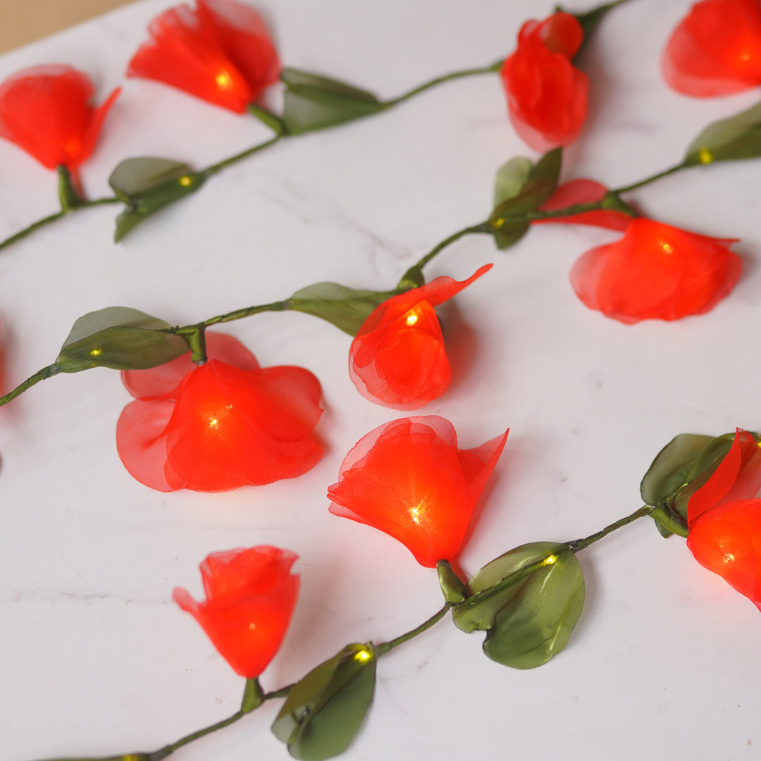 3m, 28 Bulbs | Handcrafted Red Tulip Tissue Flower LED Fairy Lights
