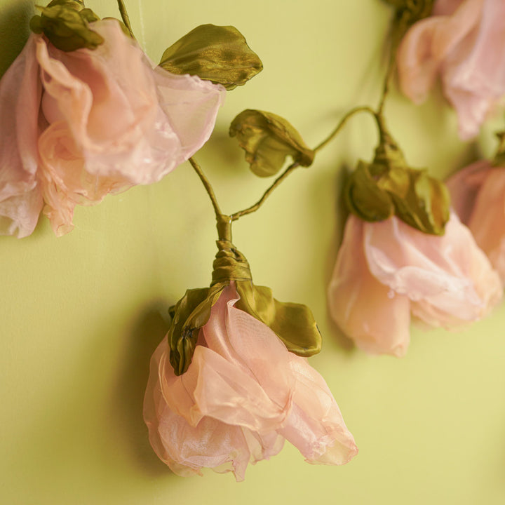 3m, 10 Bulbs | Handcrafted Rose Gold Tissue Flower String Lights With Bulbs