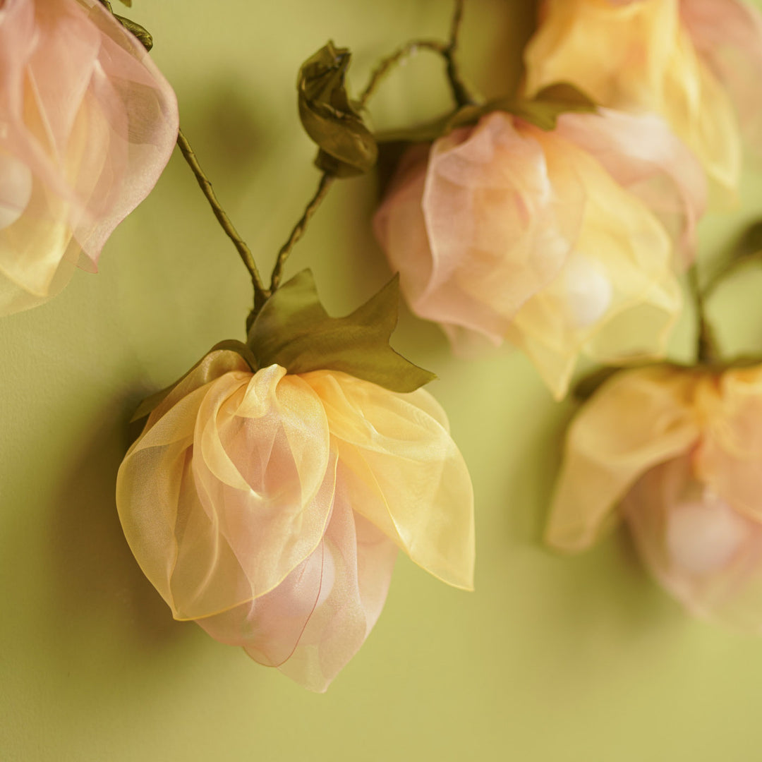 3m, 10 Bulbs | Handcrafted Rose Gold Tissue Flower String Lights With Bulbs