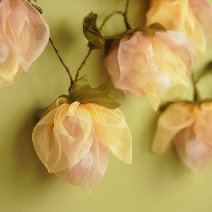 3m, 10 Bulbs | Handcrafted Rose Gold Tissue Flower String Lights With Bulbs