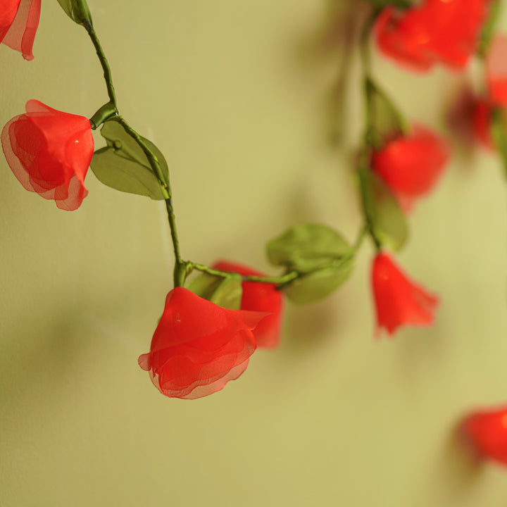 3m, 28 Bulbs | Handcrafted Red Tulip Tissue Flower LED Fairy Lights