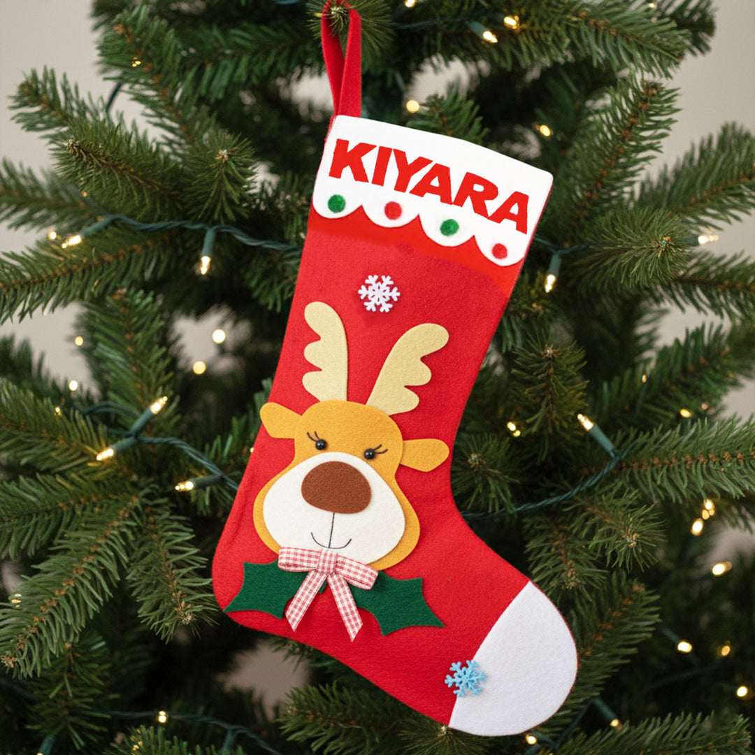 Personalized X Large Reindeer Felt Stocking For Christmas Decoration