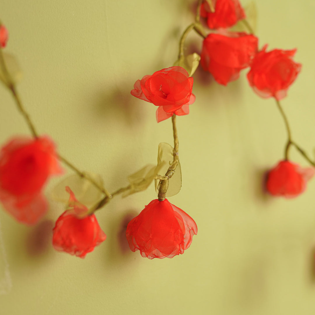 4m, 28 Bulbs | Handcrafted Red Rose Tissue Flower LED Fairy Lights