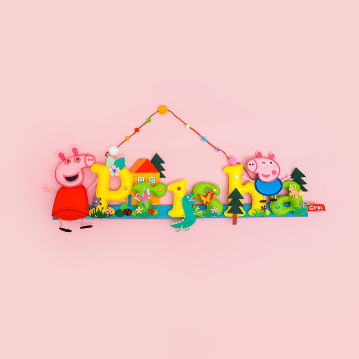 Peppa Pig Name Plate For Kids - Hanging Name Personalization Display