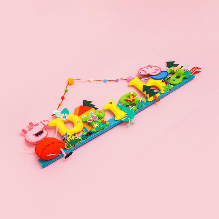 Peppa Pig Name Plate For Kids - Angled Top View Hanging Display