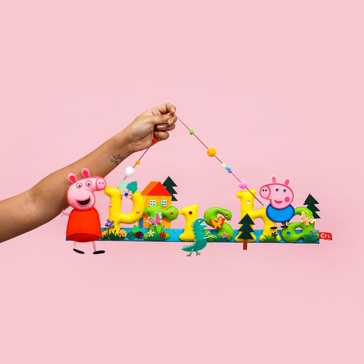 Peppa Pig Name Plate For Kids - Handheld Name Personalization Example