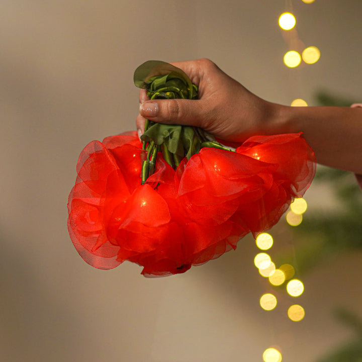 3m, 28 Bulbs | Handcrafted Red Tulip Tissue Flower LED Fairy Lights