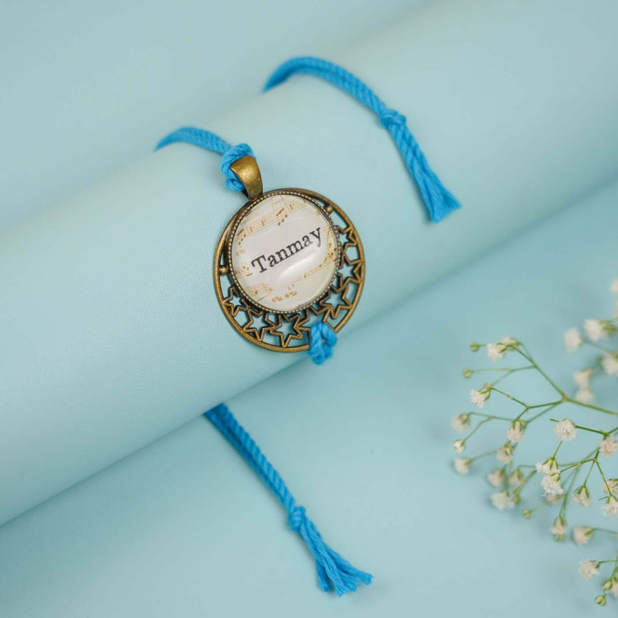 Personalized Reusable Antique Bhaiya Bhabhi Rakhi With Roli Chawal Set Of 2 Copy - Name Personalization Example