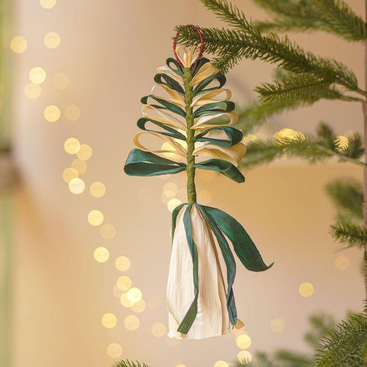 2 Pc | Handmade Ecofriendly Corn Husk Christmas Ornament