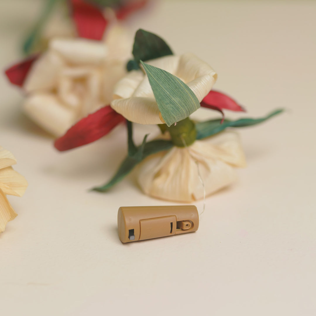 2 M | 20 Bulbs White Rose Two Side Corn Husk Fairy Lights